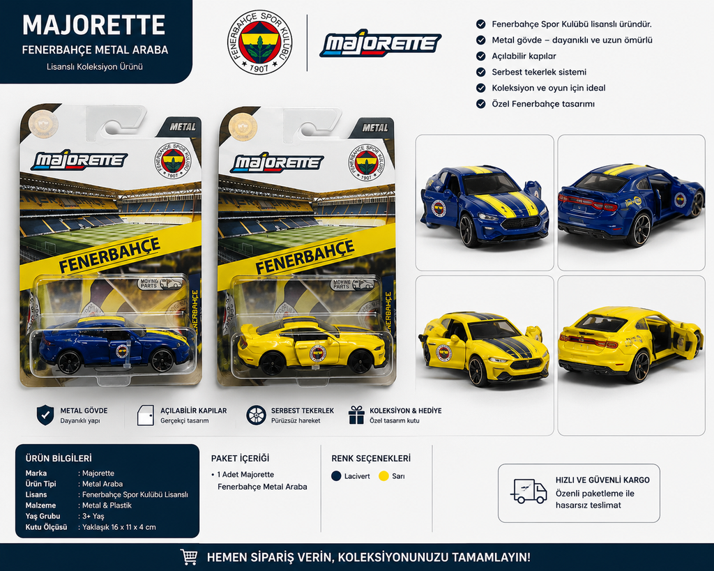 Majorette Fenerbahçe Ford Mustang GT Metal Oyuncak Araba