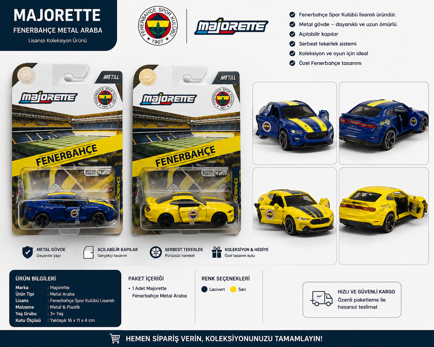 Majorette Fenerbahçe Ford Mustang GT Metal Oyuncak Araba
