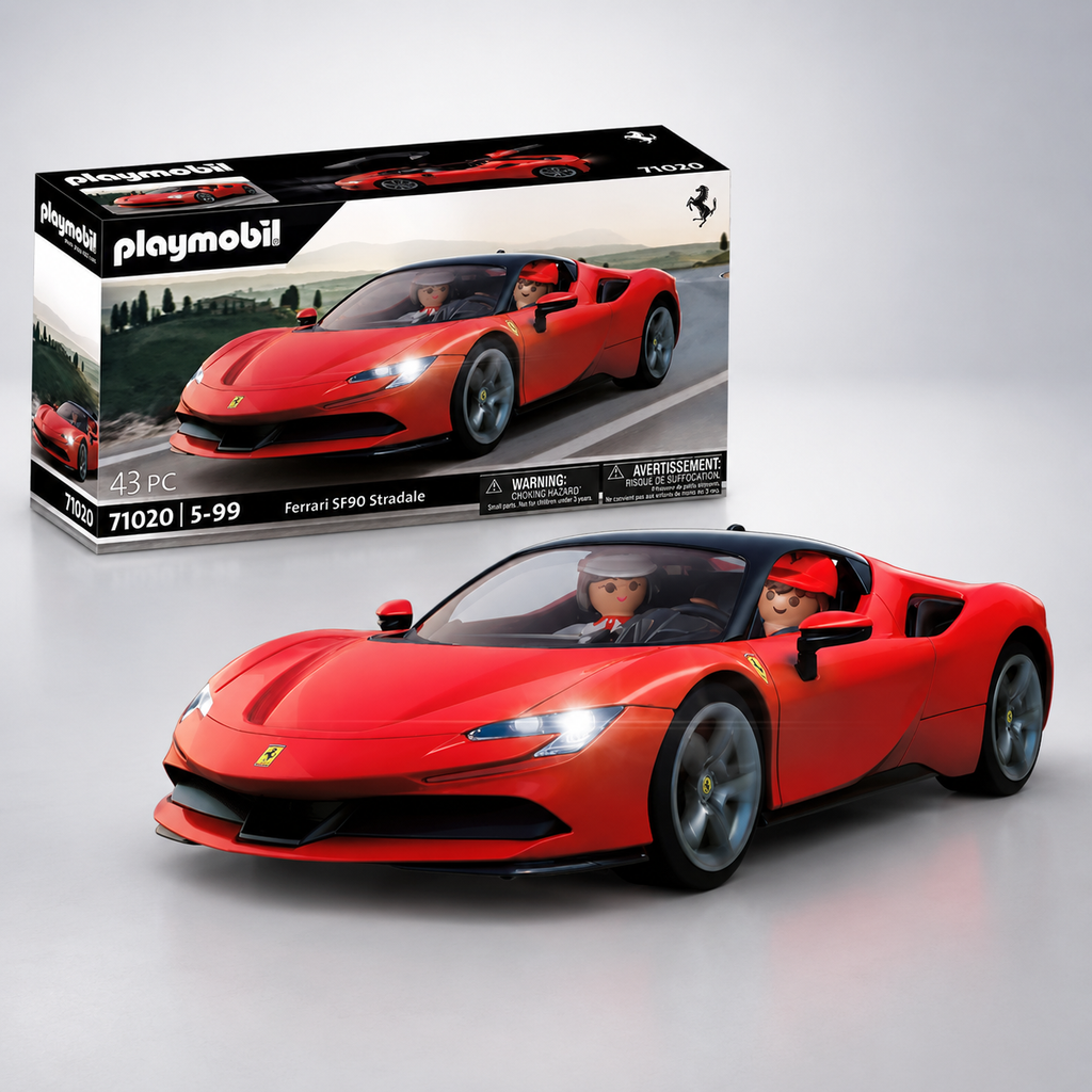 Playmobil 71020 Ferrari SF90 Stradale – Işıklı Süper Araba Seti (43 Parça, 2 Figür)