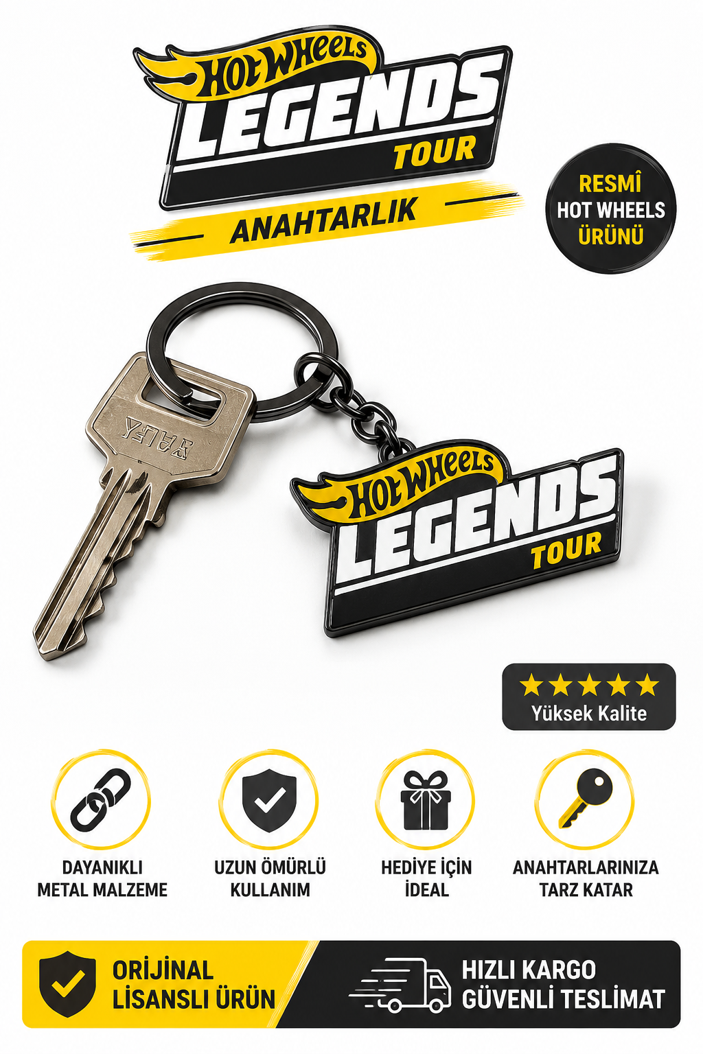 Hot Wheels Legends Tour Metal Anahtarlık | Lisanslı Logo Tasarımlı Anahtarlık