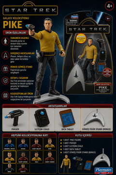 Star Trek Warp Collection Pike Aksiyon Figürü | Playmates Toys | Tam Hareketli Koleksiyon Figürü