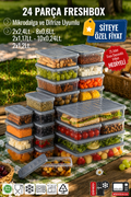 24'lü Set Freshbox Mikrodalga Ve Difrize Uygun Saklama Kabı