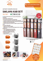 Etiketli 15'li Antrasit Ekonomik Kırılmaz Saklama Kabı Seti x5 - 1,75/1,2/0,5 Lt