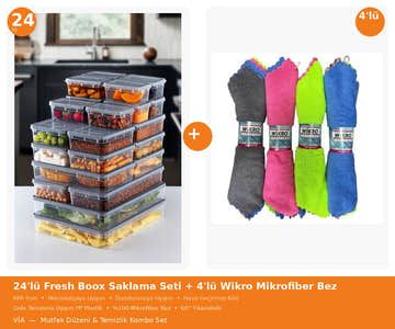 Fresh Boox 24'lü Saklama Kabı Seti + Wikro 4'lü Mikrofiber Bez