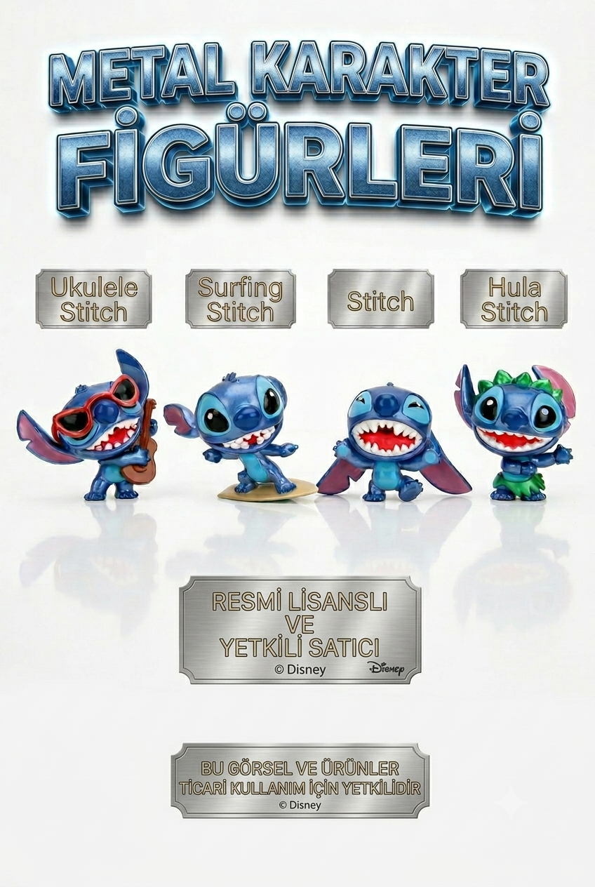 Jada Disney Ukulele Stitch Die-Cast Metal Figür 5 cm | Lisanslı Koleksiyon Figürü - Ukulele Çalan Stitch