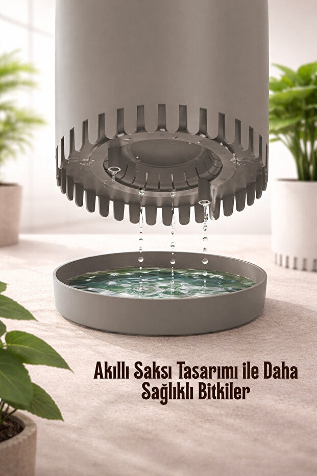 Lego Model Saksı Seti 3’lü - Akıllı Drenaj Sistemli - 3,5 Lt. - BPA Free - BEJ