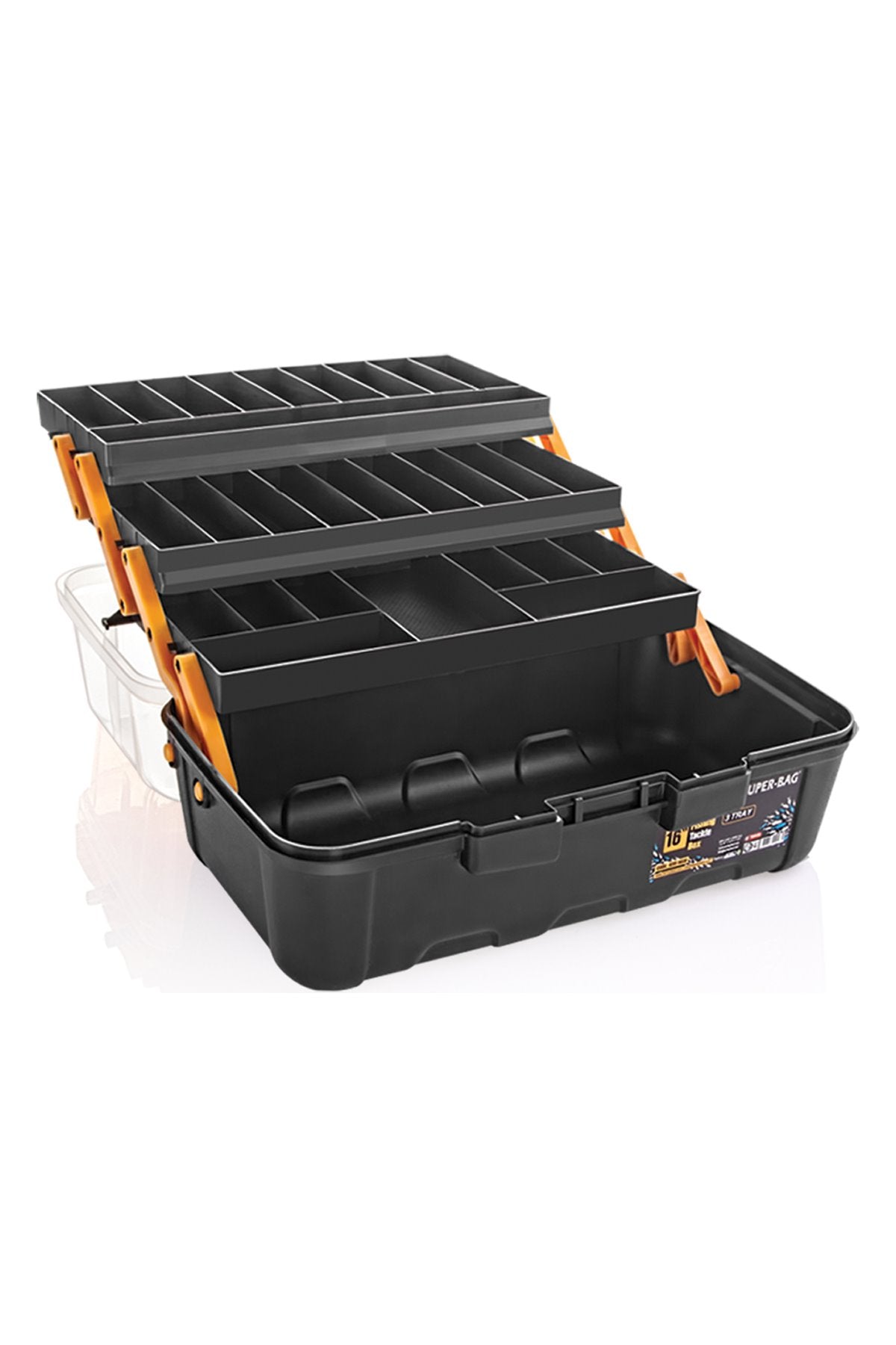 Super-Bag 16" 3 Raflı Şeffaf Takım Çantası (ASR-5038)