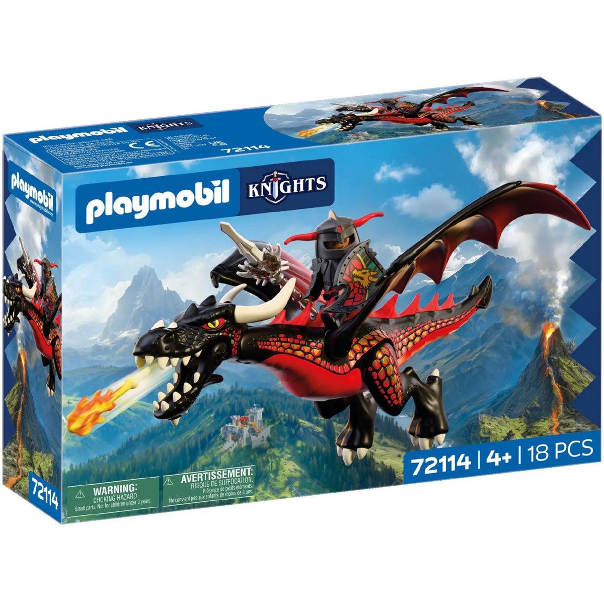Playmobil Knights Siyah Ejderha ve Şövalye 72114 | 18 Parça Alev Fırlatmalı Oyun Seti