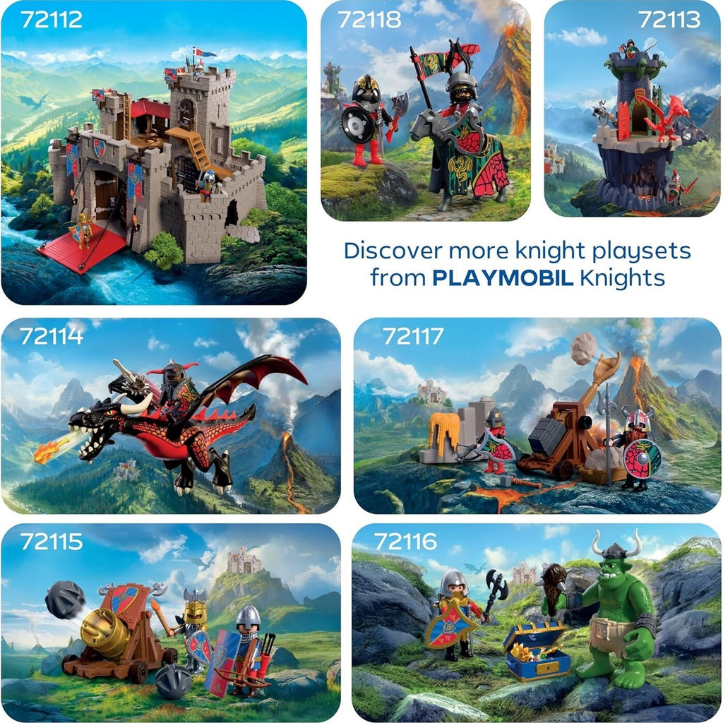Playmobil Knights Siyah Ejderha ve Şövalye 72114 | 18 Parça Alev Fırlatmalı Oyun Seti