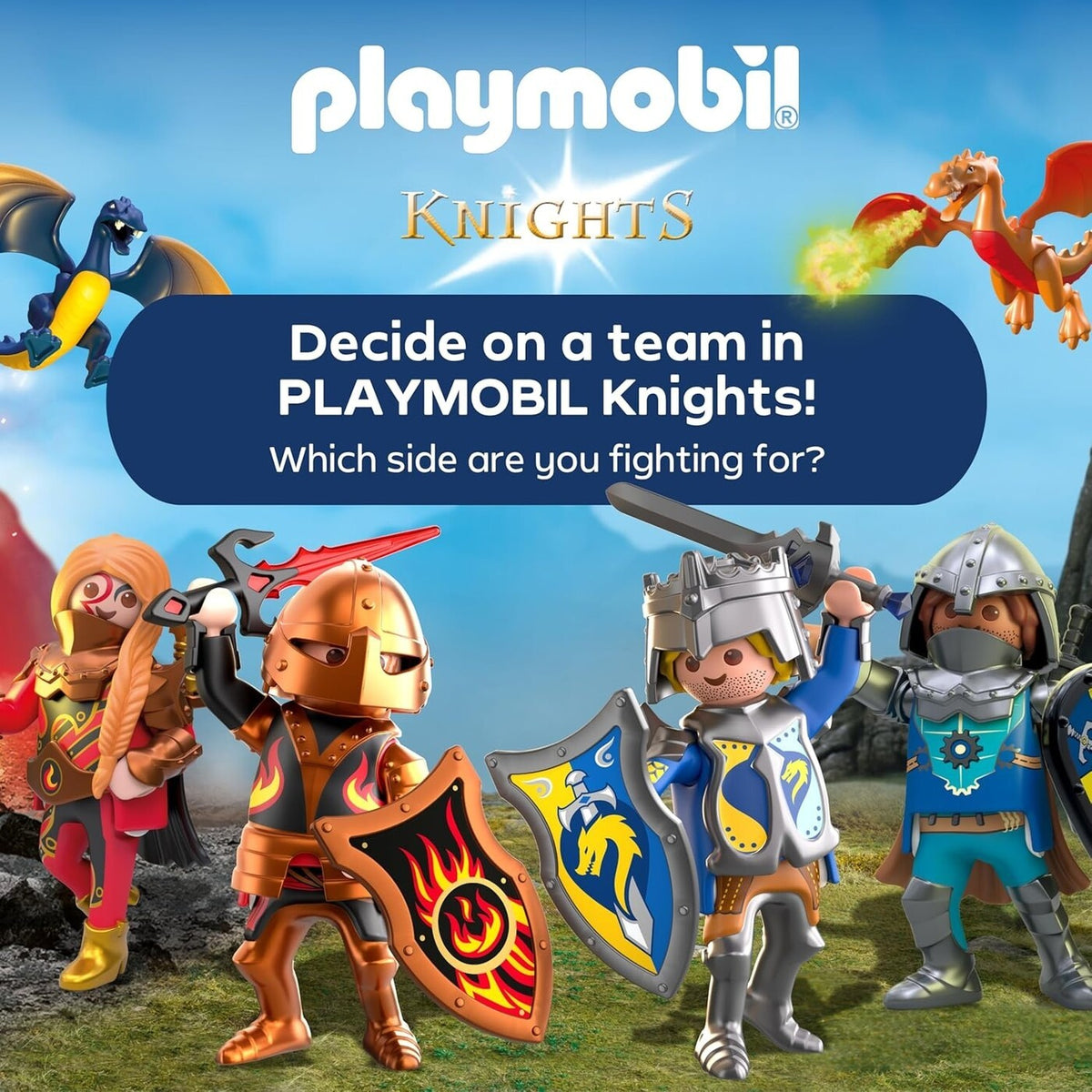 Playmobil Knights Siyah Ejderha ve Şövalye 72114 | 18 Parça Alev Fırlatmalı Oyun Seti