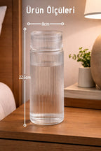 El Yapımı Cam, Pure Modelli Başucu Sürahisi -730Ml. Bardaklı Sürahi