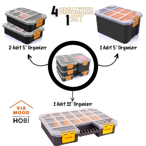 4'LÜ SLİM ORGANİZER SET (ASR-2100) 4 Organizer Bir Arada